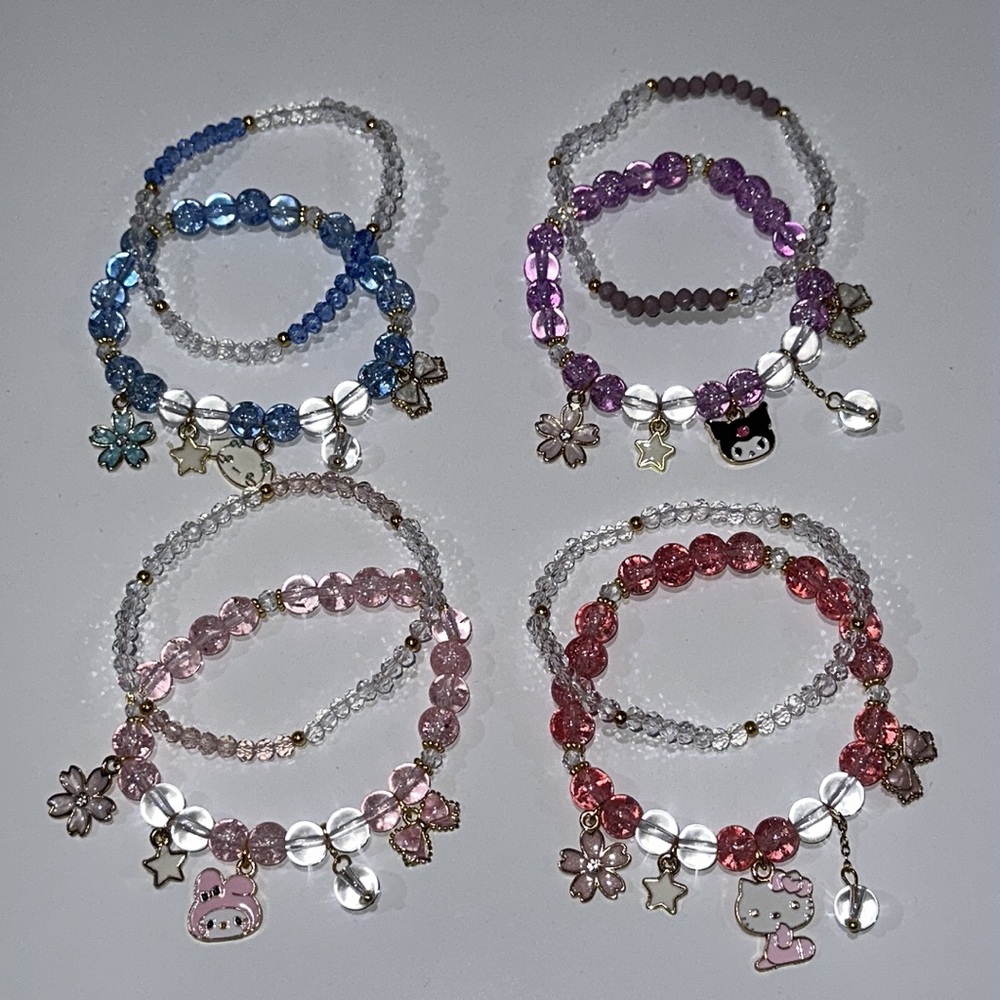 🌸NEW 8 Pieces Set Bracelet Crystal Elastic Stretch Beaded Bracelets for Women.